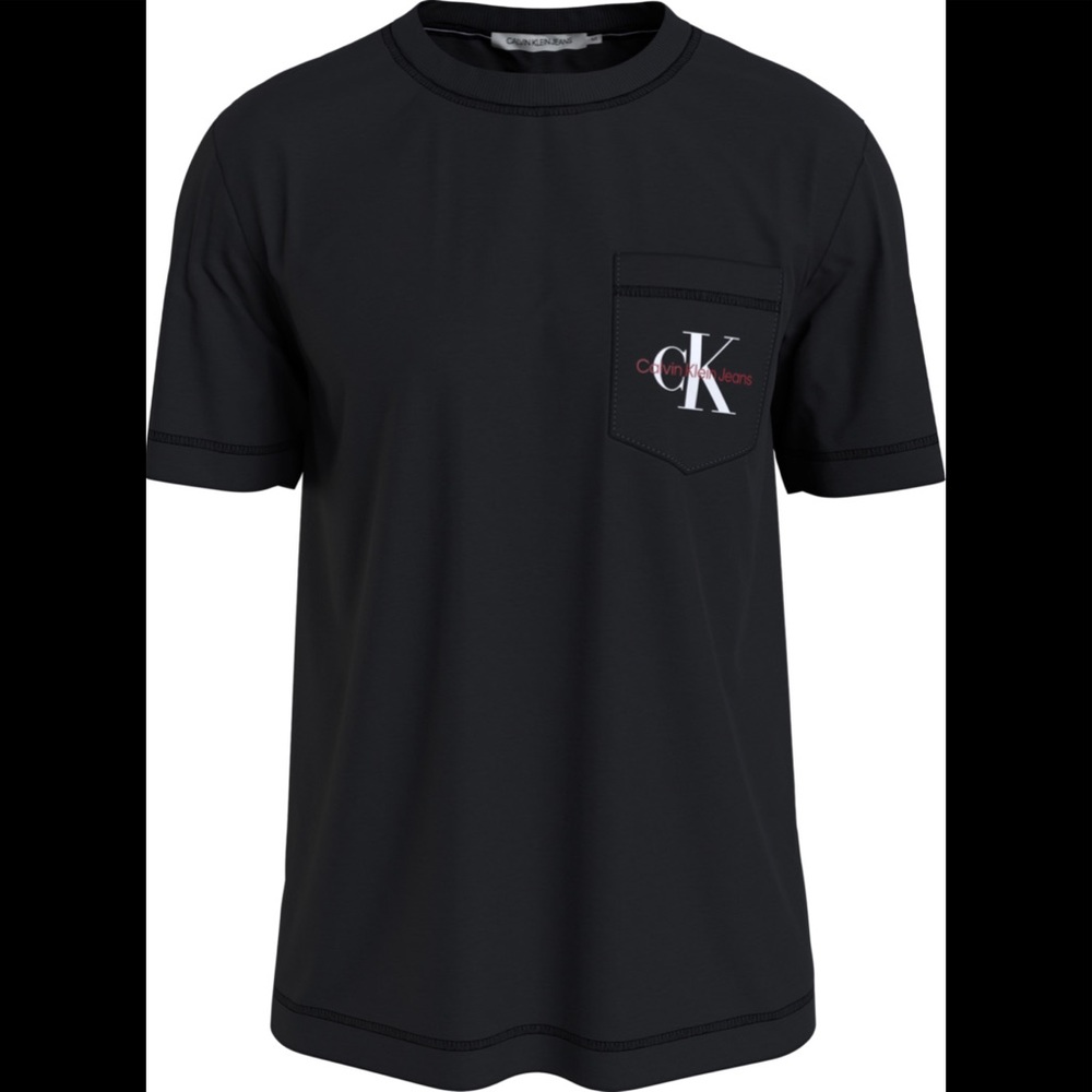 NWOT Men’s Small Calvin Klein Jeans Monogram Logo Print Pocket Cotton Tee Black
